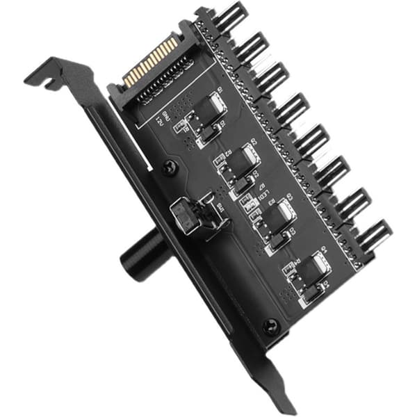 1 til 8 4-pin/3-pin CPU-kjøler PC Chasis Kjølevifte Hastighetskontroll