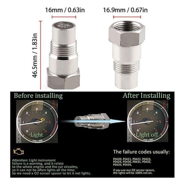 Bil O2 Sensor M18X1.5mm CEL Fix Check Engine Light Elimi one size