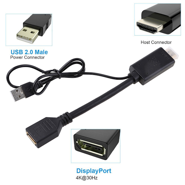 Hdmi-yhteensopiva uros-DP-näyttöporttimuunnin näyttöportti T