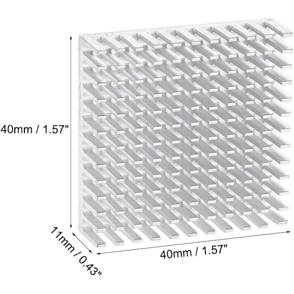 Elektronisk køler til stepmotor, 3D printer 40x40x11mm sølv 4 stk