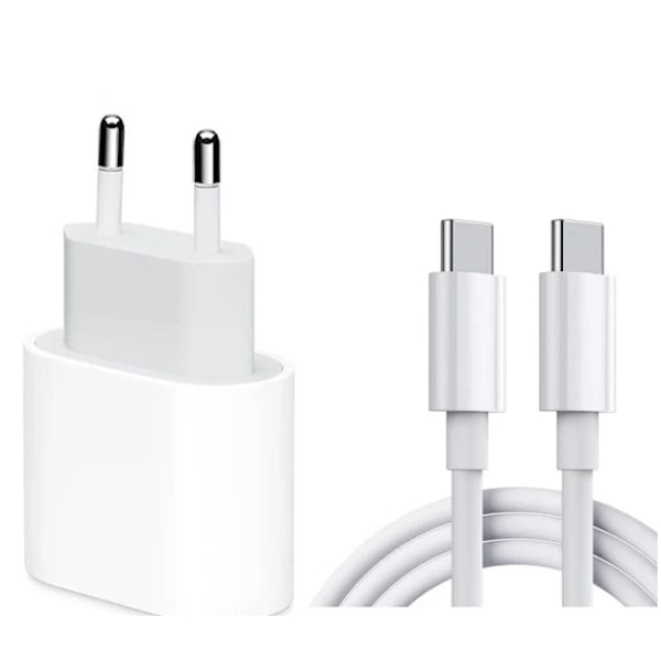 Hurtiglader for mobiltelefon - Adapter og kabel 20W USB-C 2m