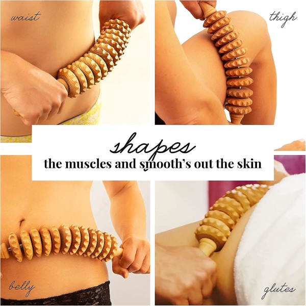 Anti-celluliter Massage Disc Massager Roller Med Handtag Trä1st