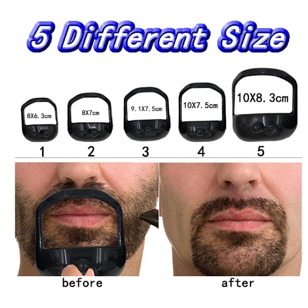 Beard Styler Wasp Skægplejeværktøj Skægstyling Skabelon til Mænd Styling Design 5 Dele/Sæt sort black