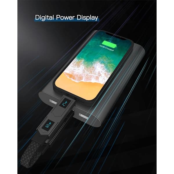 4-in-1 PD65W Data Cable Multi USB -latauskaapeli: Lyhyt EDC-kaapeli Lightning-, Type C- ja A-liittimille, musta Black