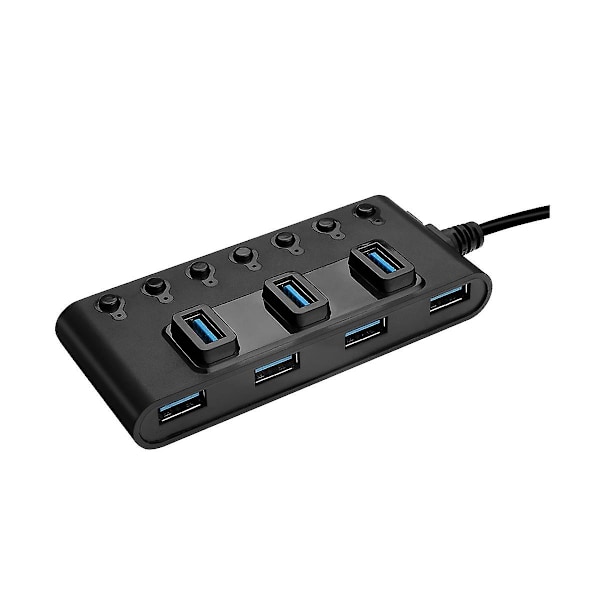7 Portars Usb3.0 Hub Adapter Portabel Usb Hub Splitter Med Strömbrytare