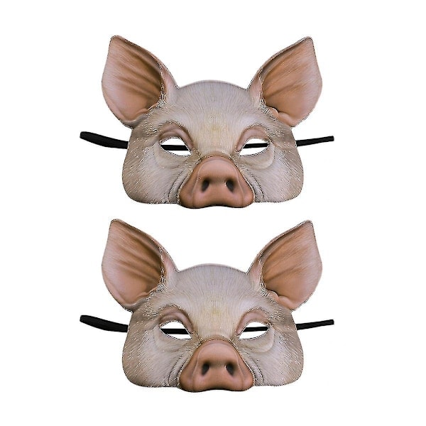 2 kpl Puolinaamio Eläin Naamio Sika Naamio Juhliin Festivaali Halloween Naamiaiset Hieno Pallo Cosplay (Pinkki)