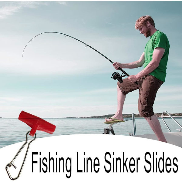 40 st fiskespö sinker glidare T-formad lina fiske swivels snäpp vikt glidare fiske finder klämma