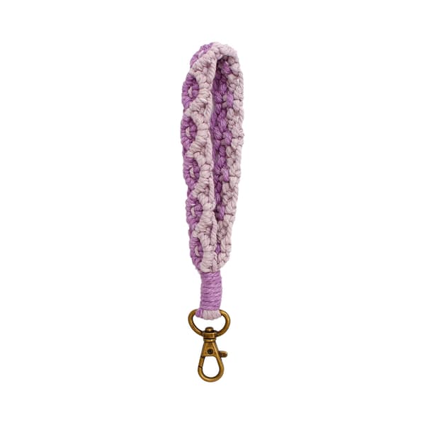 Käsinkudottu avaimenperä rannekorulla, violetti