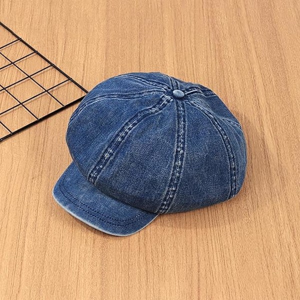 Nyhetspojke kepsar damer damer platta kepsar vintage mjuk 8 paneler åttakantig hatt Cabbie hatt blue