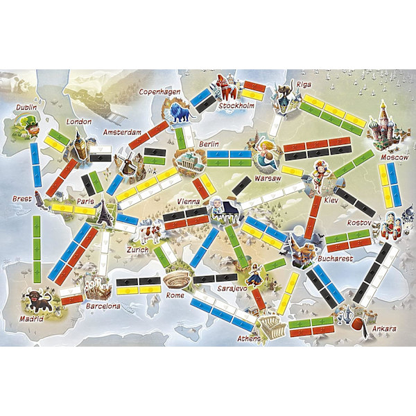 Days of Wonder | Ticket to Ride Første Rejse Europa Brætspil | Alder 6+ | For 2 til 4 spillere | Gennemsnitlig spilletid 15-30 minutter