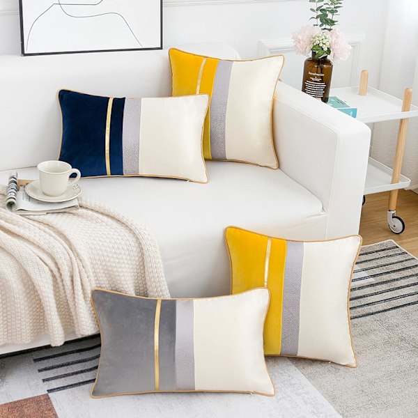 Grå sammetskuddfodral 45x45cm Dekorativt örngott för soffa vardagsrum Set med 2 Azul 30cm*50cm
