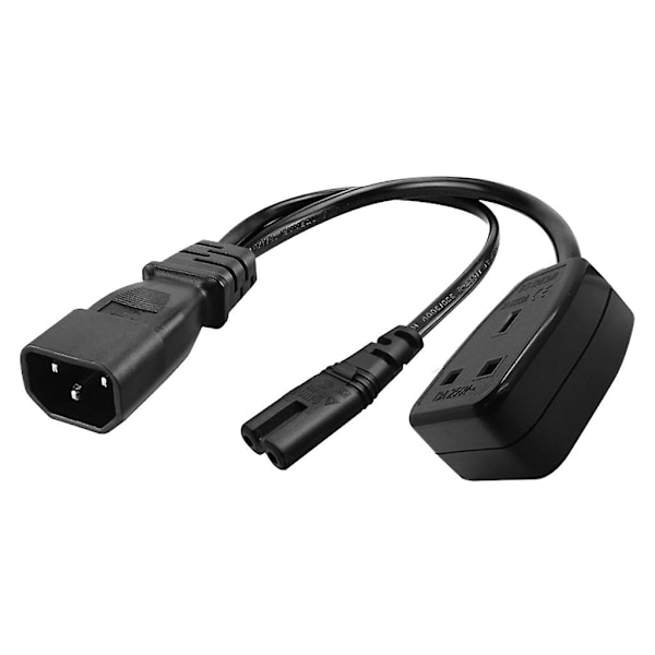 30 cm IEC 320 C14 till C7 + UK Strömkabel, C14 Hane till C7 + UK Hona