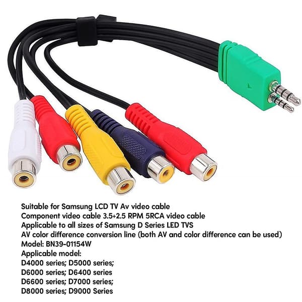 3,5 mm han til 5rca hun videokomponent adapterkabel til Bn39