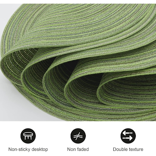 15\" Pyöreä Kudottu Tabletti, Liukumaton Eristävä Kudottu Puuvillainen Pöytämatto, Pestävä (6 kpl:n setti) Verde 6pc placemats and 6pc coasters
