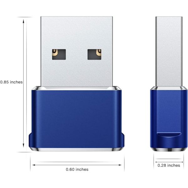 USB till USB C-adapter, USBC hona till A hane OTG-laddare typ C-omvandlare för Apple Watch Ultra iWatch 7 8 9 10, iPhone , Plus Pro Max, AirPods 3 blue 3pc
