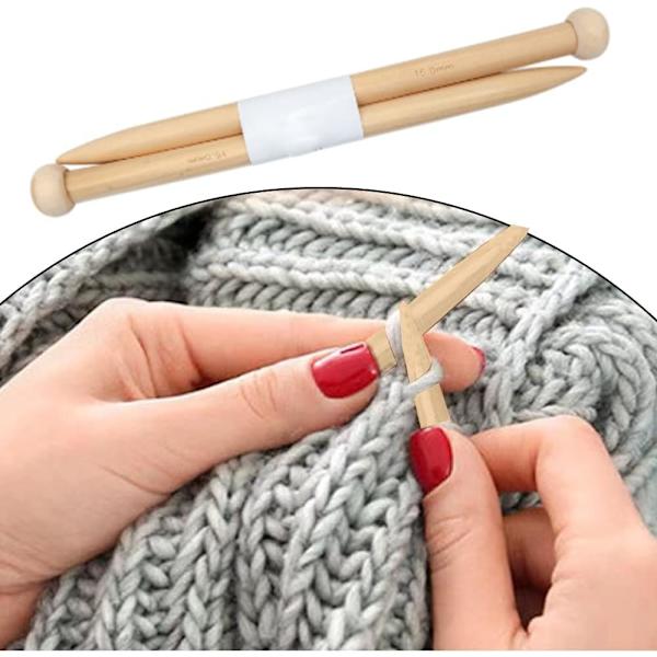 2 stk. strikkepinde i træ, strikket garn tilbehør, store strikkepinde til tørklæde, sweater, tæppe (20 mm)