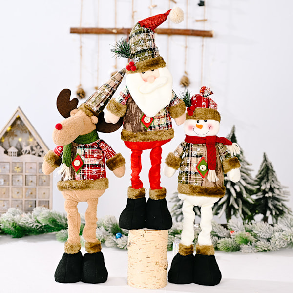 Jul Retro Snøfnugg Rutete Stoff Teleskopisk Dukke Hotell Kjøpesenter Juledekorasjoner Juledekorasjoner