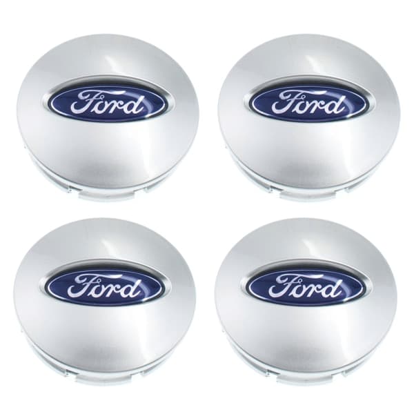 4-pak Ford Centerkapsler / Hjulkapsel Emblemer - 54mm Sølv