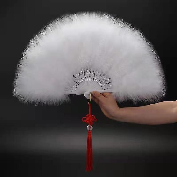 Feather Folding Fan Japanese Sweet Fairy Girl Gothic Court Dance Hand Fan White