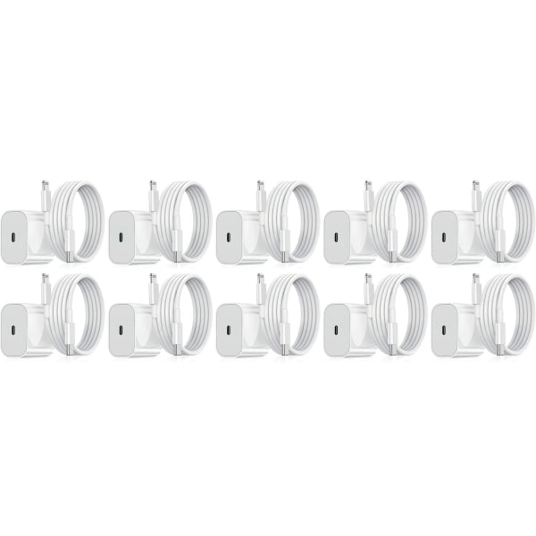 Lader for iPhone - Hurtiglader - Adapter + Kabel 20W USB-C Hvit 3-pakning iPhone 3-Pack iPhone