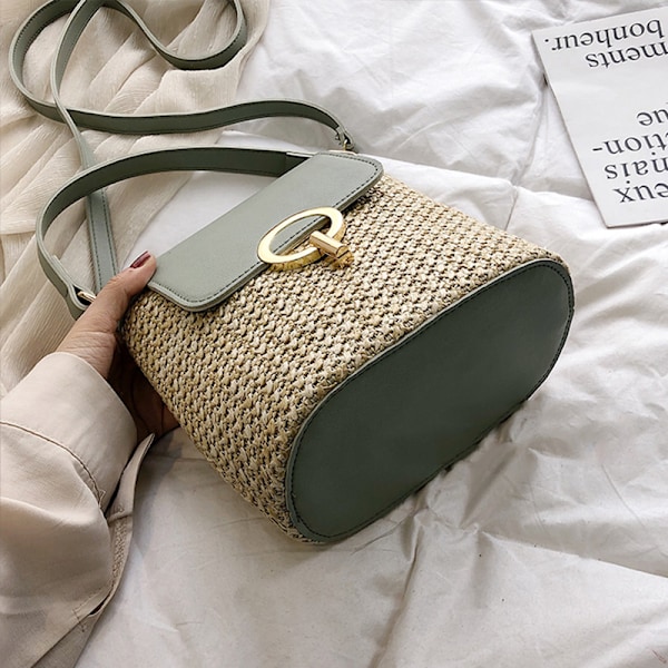 Dam Casual Halm Hink Crossbody Väska Sommar Korg Axelväska Reseväska WHITE 20x10x21cm