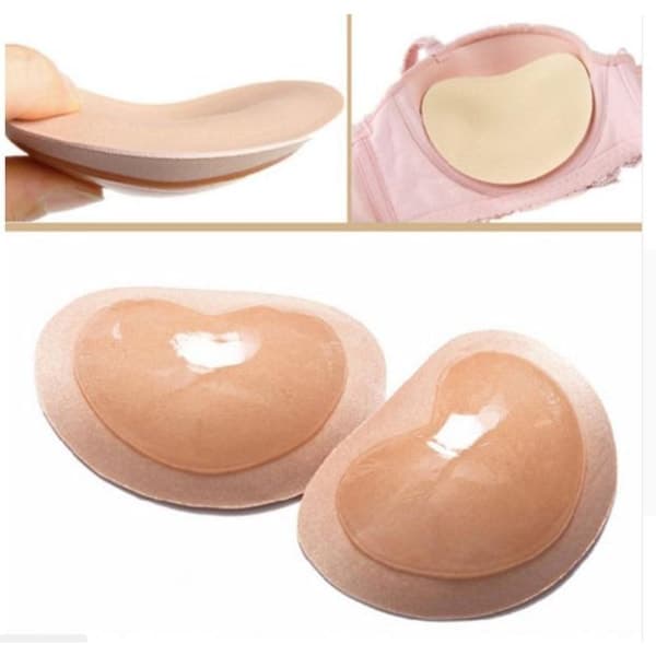 2-pak silikoneindlæg til BH/Bikini. beige