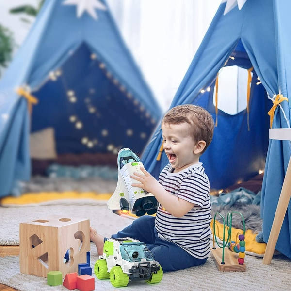 Rymdfärja Leksakssats för Barn (3-7 år) - Ljus & Ljud med 2 Astronauter
