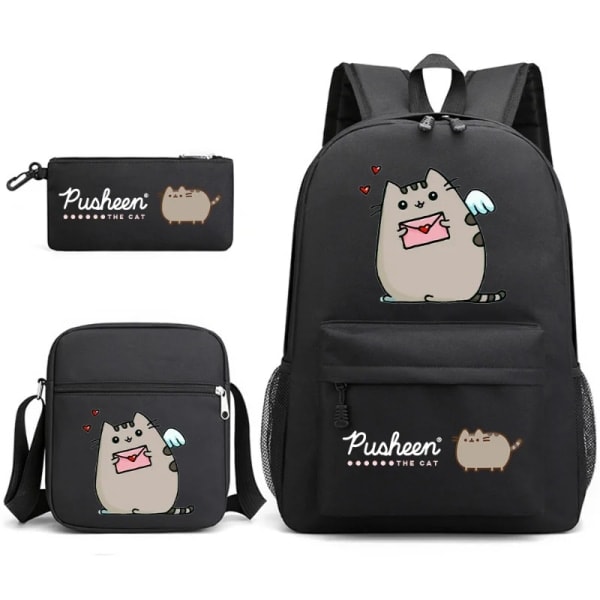 3 st Kawaii Pusheen katt ryggsäckar tecknad Pusheen Cosplay skolväskor pojkar flickor... 10 10