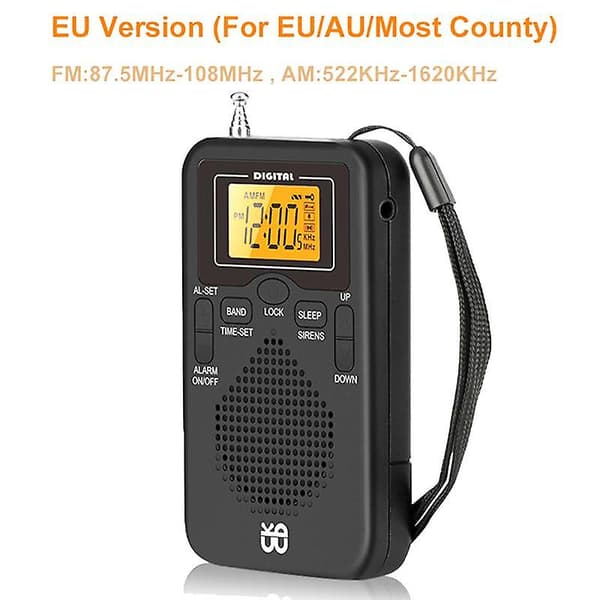 Kannettava Mini AM FM -sääradio taskuradio LCD-näytöllä