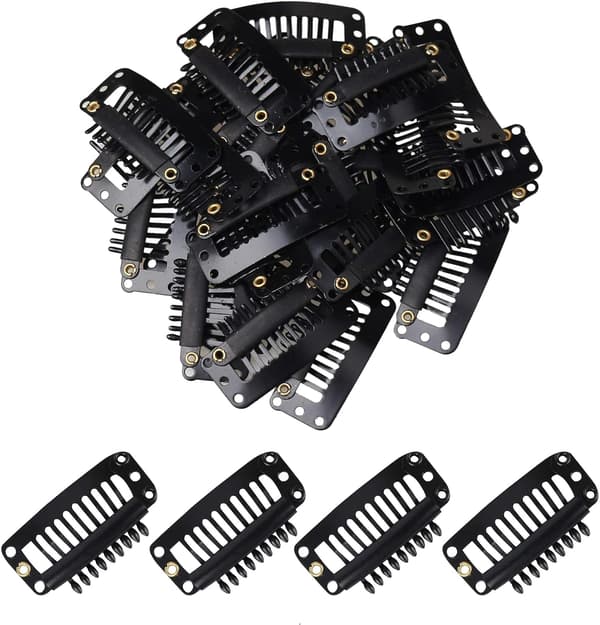 30 stk. Parykclips Snap Clips, Hår Extensions Clips U Form Snap Clips 9 Tænder Kam Clips til Hår Extensions 3,2 cm