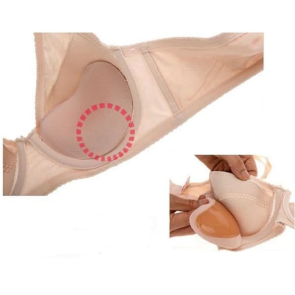 2-pak silikoneindlæg til BH/Bikini. beige