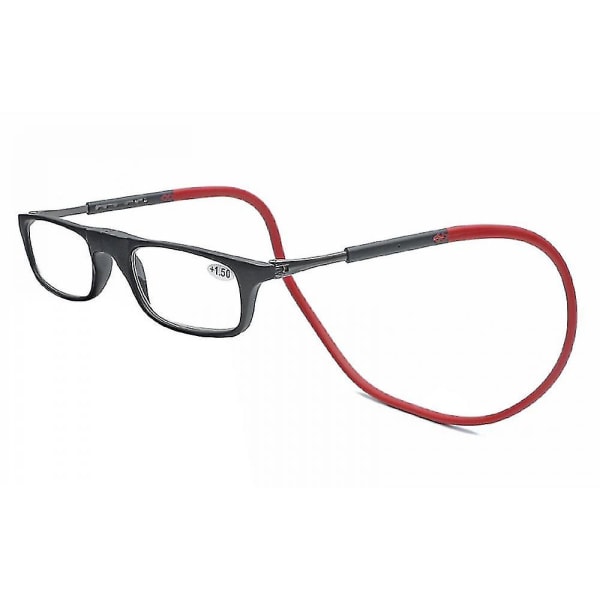 Läsglasögon Högkvalitativa Tr Magnetic Absorption Hanging Neck Funky Readers Glasögon Red 1.25 Magnification