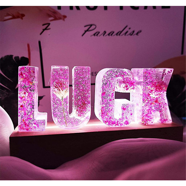 Alfabet Epoxy Resin Form Med LED Lys Display Base Engelsk Le