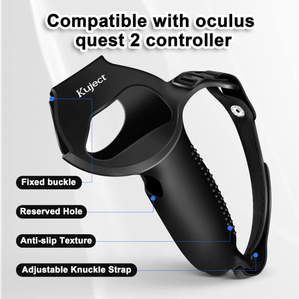 Design Cover til Oculus Quest 2 Controller Grips, Silikone Anti-Kast Grips Cover med Justerbare Knuckle Straps, Beskyttelse til Meta/Oculus Quest 2 A