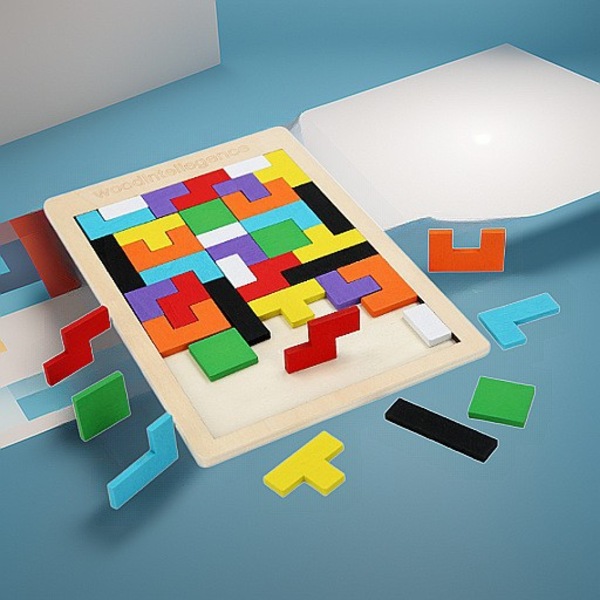 Träpusselspel Tetris, Pedagogisk Leksak för Barn, Kognitiv Utveckling, Perfekt Present