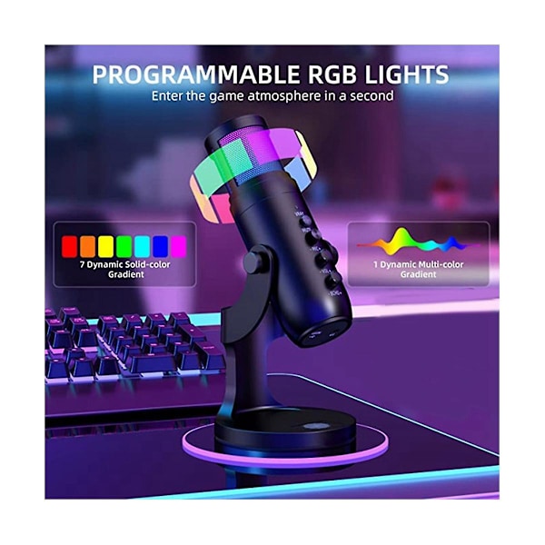 USB Mikrofon Kablet Live Karaoke Lydkort Datamaskin Mobiltelefon