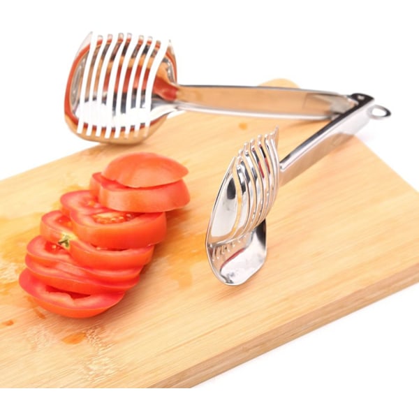 Tomatskärare Rostfritt Stål Multifunktionella Runda Frukttänger Lökhållare Enkel Skivning Kiwi Frukter & Grönsaksverktyg Köks Skärhjälp