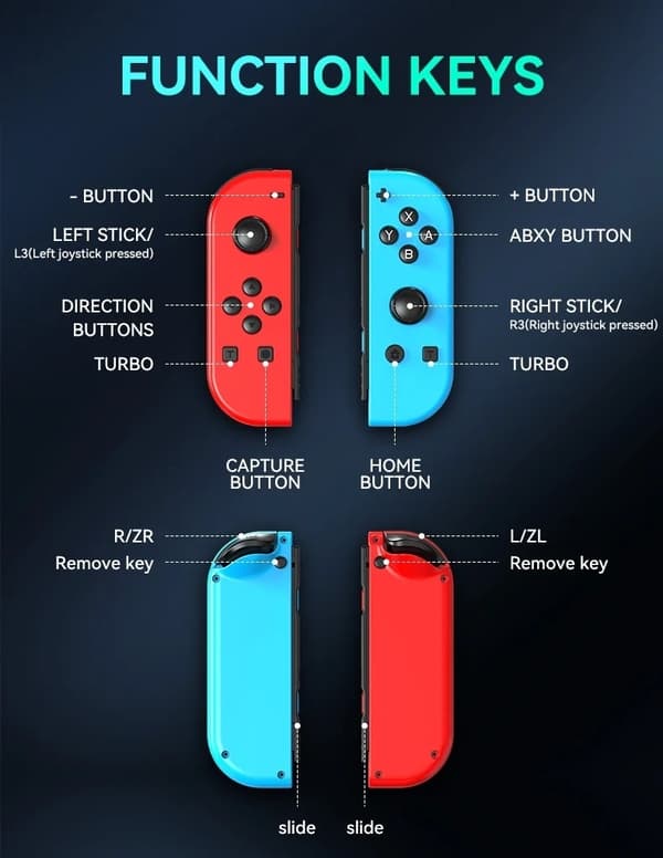 Controller LED kompatibel med JoyCon Nintendo Switch Turkis turquoise