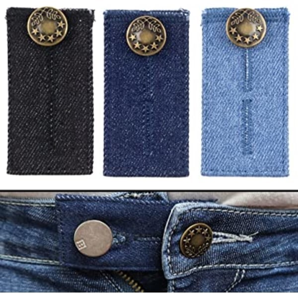 Bältesförlängare för jeans och byxor, set om 3, midjeutvidgning upp till 5 cm