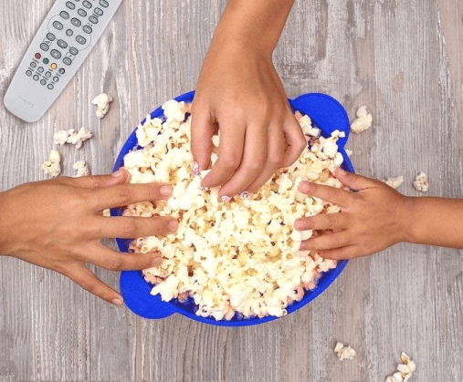 Silikon sammenklappelig popcorn skål Blå blue
