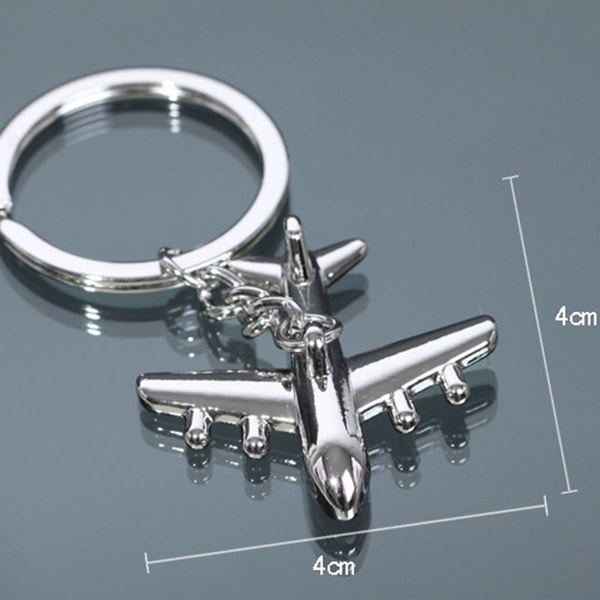 Flygplansnyckelring silver