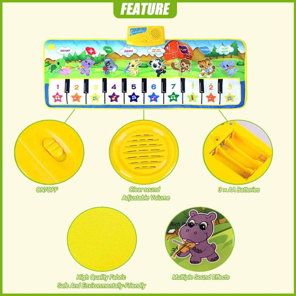 Musikkmatte for barn, musikkmatte, dansematte, barneleker, jenter, gutter, tidlig utdanning, berøringsmatte, bursdagsgave Musical Instruments
