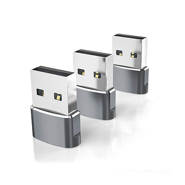 USB till USB C-adapter, USBC hona till A hane OTG-laddare typ C-omvandlare för Apple Watch Ultra iWatch 7 8 9 10, iPhone , Plus Pro Max, AirPods 3 grey 3pc