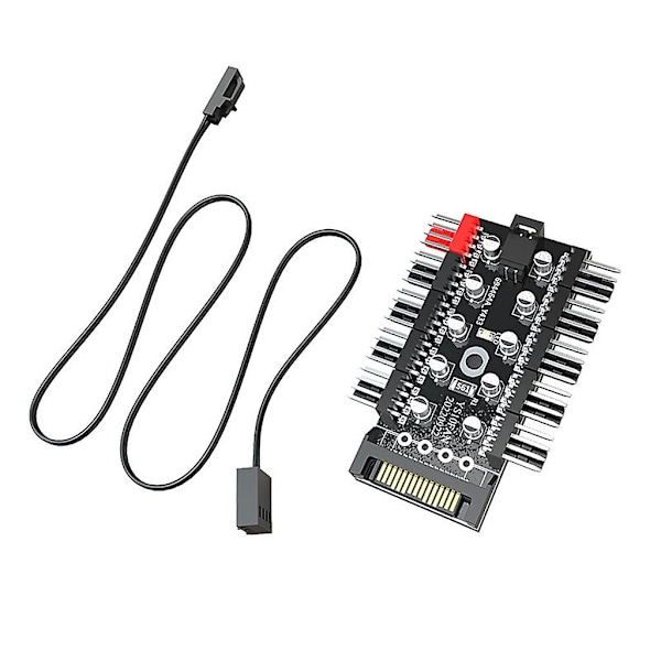 Moderkort 10 Portar Fläkt 4pin Pwm Fläkthubb Splitter Förlängning 12v