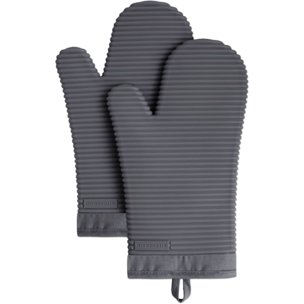 Ribbade mjuka ugnsvantar i silikon, kolgrå, 2-pack, 7,5\" x 13\"