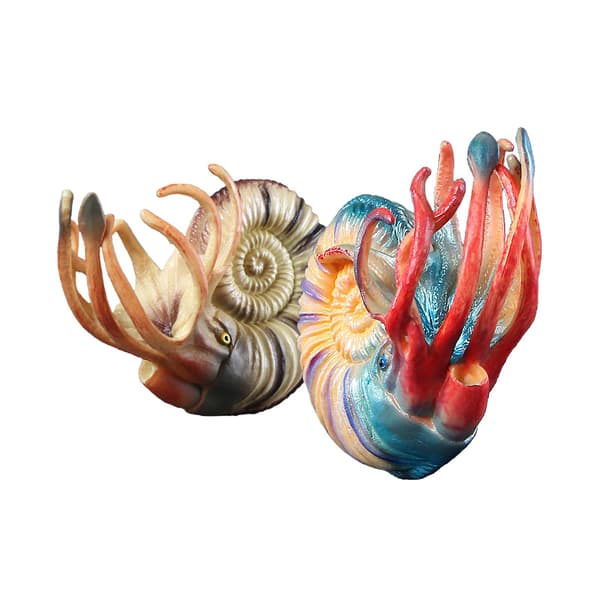 2 st Realistiska Havsdjur Figur Kapsel Eremitkräfta/Nautilus Roo