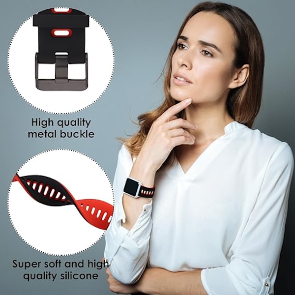 Silikoniset kellon rannekkeet, pikakiinnitys, urheilurannekkeet, universaalit vaihtorannekkeet miehille ja naisille, musta solki Black Red 22mm