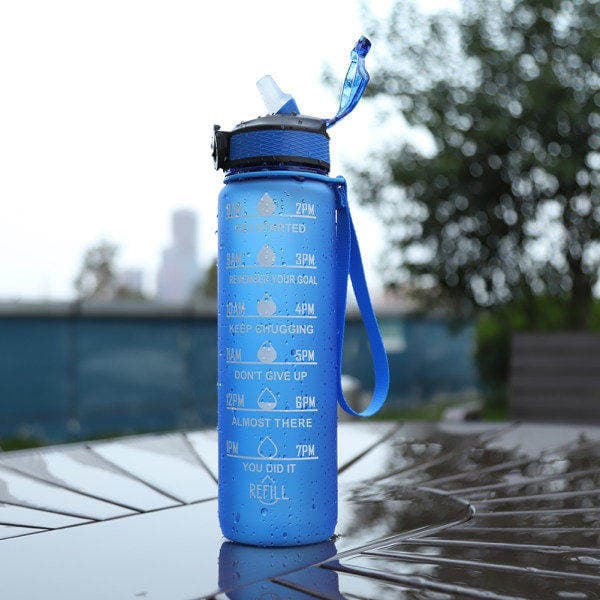 Vattenflaska Sport Drickkopp Plast Vattenkopp 1000ML blå blå blue