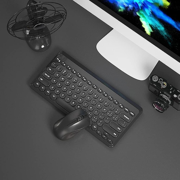 Trådlöst tangentbord och mus Combo Ultra Slim Ergonomisk USB Tangentbord Mus Combo Noiseless Keys Energisparsats för Windows Desktop Desktop black