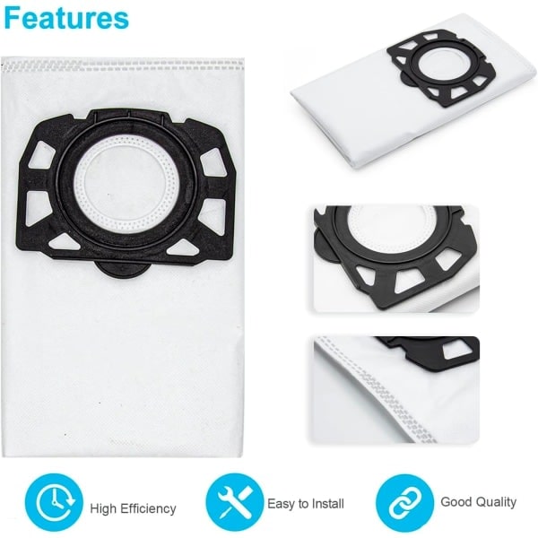 12 stk. KFI 487 støvsugerposer - Tilbehør til Karcher WD4, WD5, WD6, MV4, MV5, MV6, WD4.000...WD5.999, 2.863-006.0